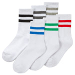 Boys Cotton Rich White Sport Socks Striped 6 Pairs