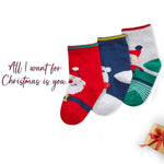 Babies Cotton Rich Christmas Design Socks 3 Pairs Santa