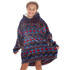 Girls Aztec Print Oversized Blanket Hoodie