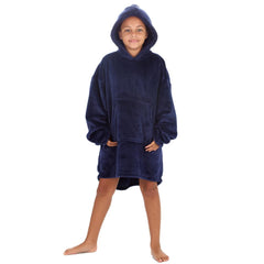 Girls Navy Shimmering Oversized Blanket Hoodie