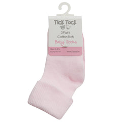 Baby Turn Over Top Pink Socks 3 Pairs