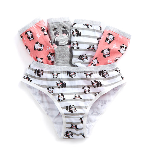 Girls 100% Cotton Panda Briefs 5 Pack