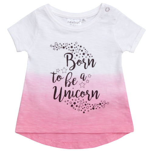 Baby Girls Dip-dye Unicorn T-Shirt