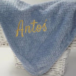 Personalised Baby Boys Blue Chevron Blanket