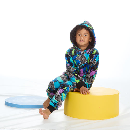 Boys Hooded Ink Splash Game Onesie