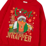 Kids Christmas Sweatshirt With Cuffed Hems Red