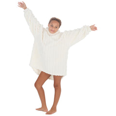 Girls Cream Cable Oversized Blanket Hoodie