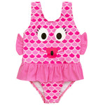 Girls Pink Fish One Piece Swimsuit