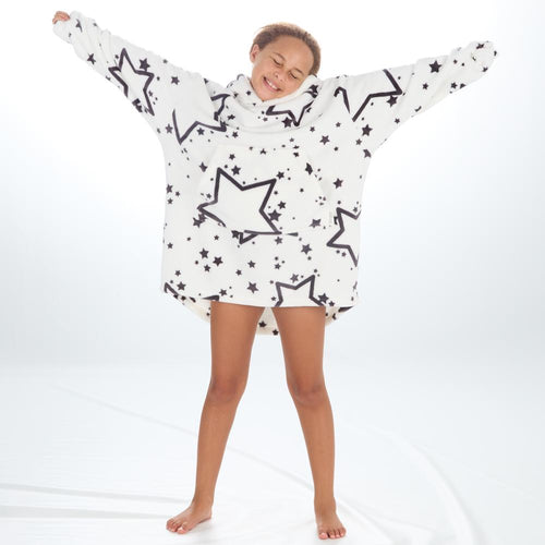 Girls Stars Print Oversized Blanket Hoodie