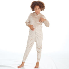 Girls Crushed Velvet Gold Onesie