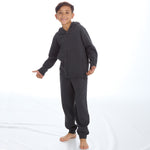 Boys Plain Cotton Rich Tracksuit Zip Up Hoodie and Joggers Set Charcoal