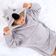 Girls Grey Koala Oversized Blanket Hoodie