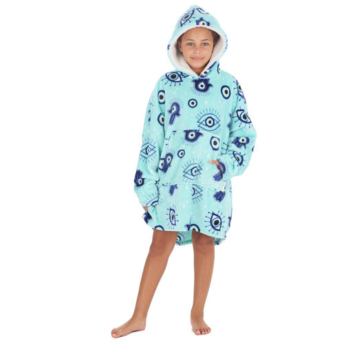 Girls Evil Eye Print Oversized Blanket Hoodie