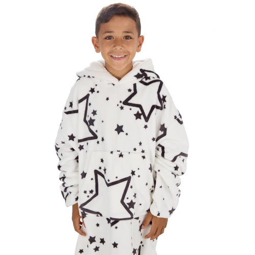 Boys Stars Print Oversized Blanket Hoodie