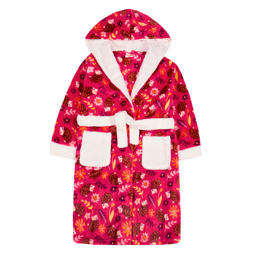 Girls Hedgehog Pink Robe