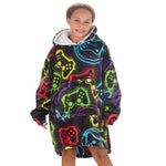 Girls Gamer Print Oversized Blanket Hoodie