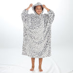 Girls Silver Leopard Oversized Blanket Hoodie