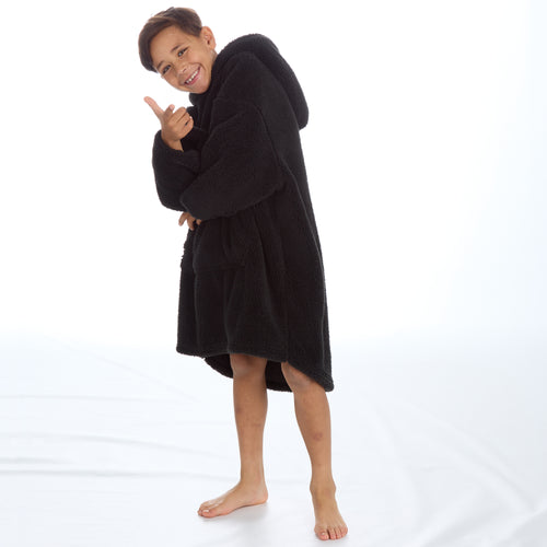 Boys Black Snuggle Oversized Blanket Hoodie