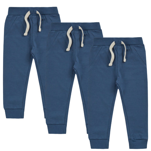 Baby Cotton Blue Joggers 3 Pack