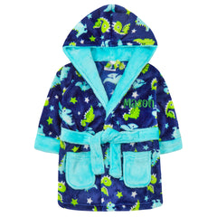 Personalised Baby Dinosaur Print Robe