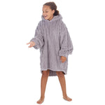 Girls Grey Cable Oversized Blanket Hoodie