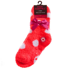 Baby Girls Sherpa Slipper Socks with Grippers Pink Dot