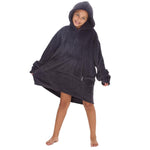 Girls Charcoal Plain Oversized Blanket Hoodie