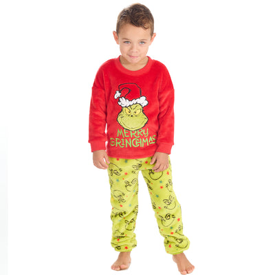 Boys Christmas Grinch Snuggle Fleece Pyjama Set