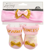 Baby Girl Socks and Headband Gold Set