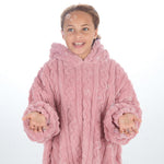 Girls Pink Cable Oversized Blanket Hoodie