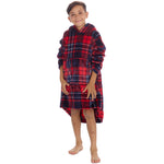 Boys Red Checked Oversized Blanket Hoodie