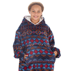 Girls Aztec Print Oversized Blanket Hoodie