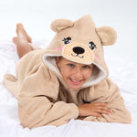 Girls Beige Teddy Oversized Blanket Hoodie