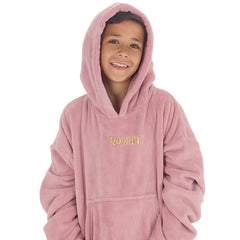 Personalised Boys Blush Pink Plain Oversized Blanket Hoodie