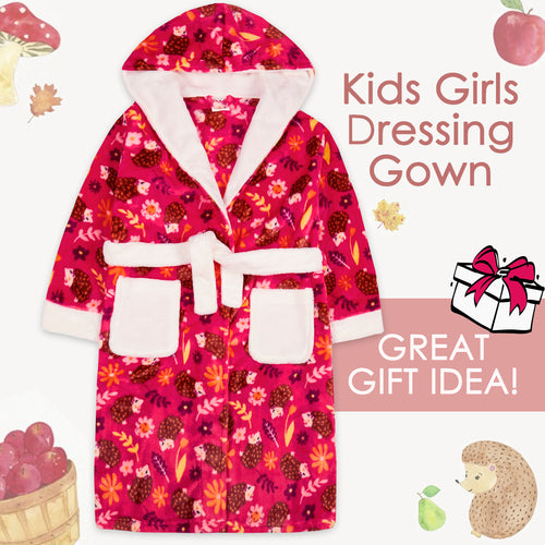 Girls Hedgehog Pink Robe