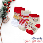 Babies Cotton Rich Christmas Design Socks 3 Pairs Teddy