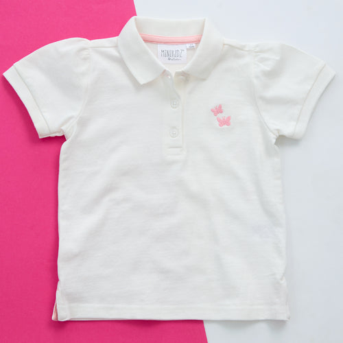 Baby Girls Polo Shirt Cream