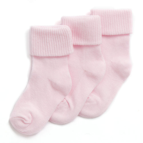 Baby Turn Over Top Pink Socks 3 Pairs