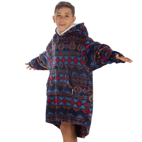 Boys Aztec Print Oversized Blanket Hoodie