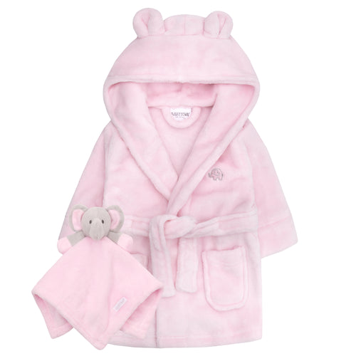 Baby Pink Elephant Robe and Comforter Set