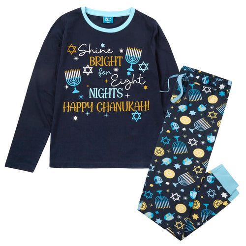 Womens Chanukah Theme Pyjamas Sets Navy