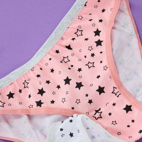 Girls 100% Cotton Stars Briefs 5 Pack