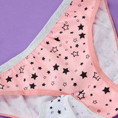 Girls 100% Cotton Stars Briefs 5 Pack