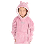 Personalised Infant Boys Bear Ears Dusky Pink Oversized Blanket Hoodie