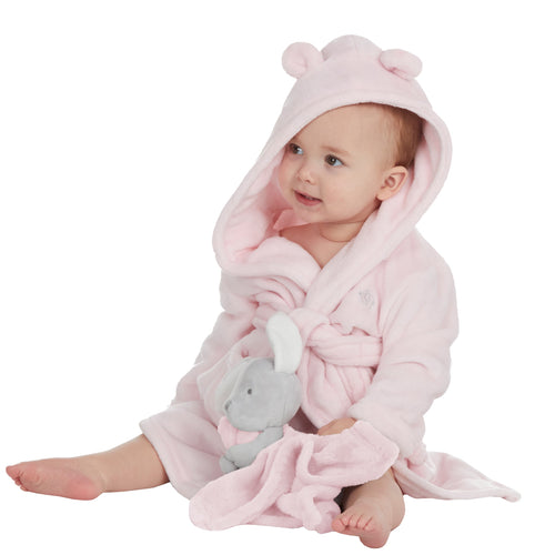 Baby Pink Bunny Robe and Comforter Set