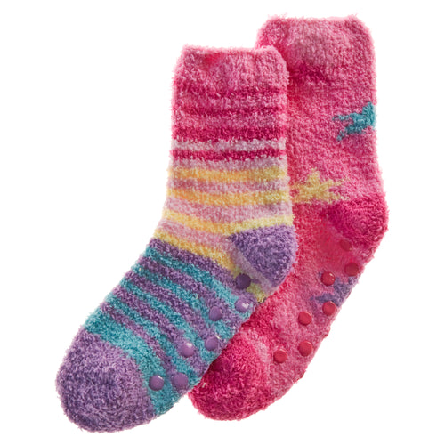 Baby Girls Sherpa Slipper Socks with Grippers Pink Yellow