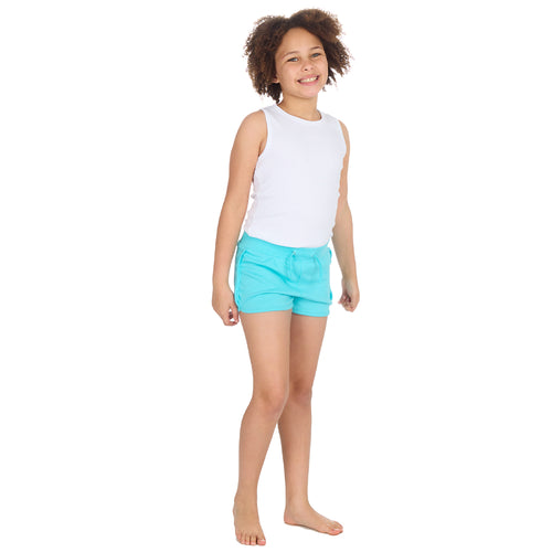 Girls 100% Cotton Jersey Summer Shorts Aqua