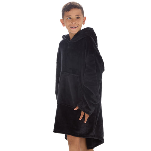 Boys Shimmering Black Oversized Blanket Hoodie