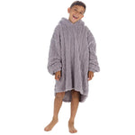 Boys Grey Cable Oversized Blanket Hoodie