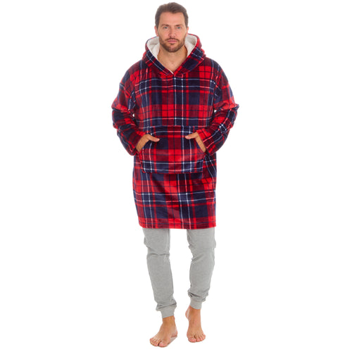 MINI ME Mens and Boys Matching Blanket Hoodie Red Check